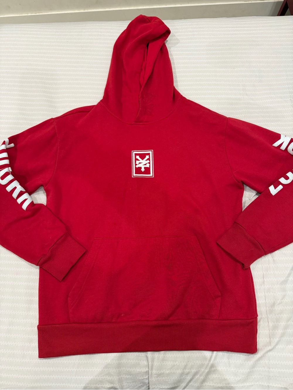 Zoo York Red Pullover Hoodie with Sleeve Graphics